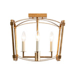 LightfixturesUAE-4-Light Vintage Candle-Style Cage Semi Flush Mount Ceiling Light-Ceiling Lights-Antiqued Gold-