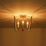 LightfixturesUAE-4-Light Vintage Candle-Style Cage Semi Flush Mount Ceiling Light-Ceiling Lights-Antiqued Gold-