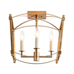 LightfixturesUAE-4-Light Vintage Candle-Style Cage Semi Flush Mount Ceiling Light-Ceiling Lights-Antiqued Gold-