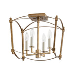 LightfixturesUAE-4-Light Vintage Candle-Style Cage Semi Flush Mount Ceiling Light-Ceiling Lights-Antiqued Gold-
