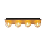 LightfixturesUAE-4-Light Vintage Oak Wood Glass Globe Vanity Wall Sconce-Ceiling Lights-Amber Cracked Glass-