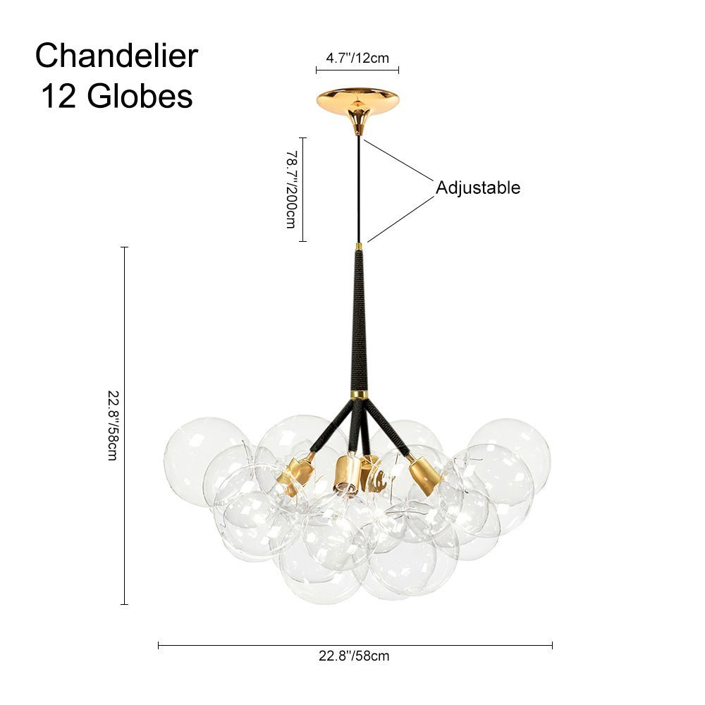 LightfixturesUAE-4/6-Light Contemporary Clear Glass Bubble Cloud Cluster Chandelier-Chandeliers-White-12 Globes