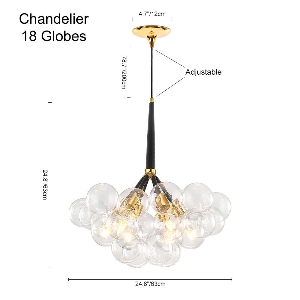 LightfixturesUAE-4/6-Light Contemporary Clear Glass Bubble Cloud Cluster Chandelier-Chandeliers-White-12 Globes