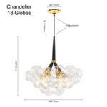 LightfixturesUAE-4/6-Light Contemporary Clear Glass Bubble Cloud Cluster Chandelier-Chandeliers-White-12 Globes