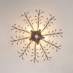 LightfixturesUAE-5-Light Art Deco Vintage Flower Basket Crystal Semi Flush Mount Ceiling Light-Ceiling Lights-Black-