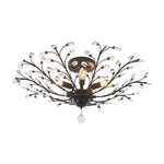 LightfixturesUAE-5-Light Art Deco Vintage Flower Basket Crystal Semi Flush Mount Ceiling Light-Ceiling Lights-Black-