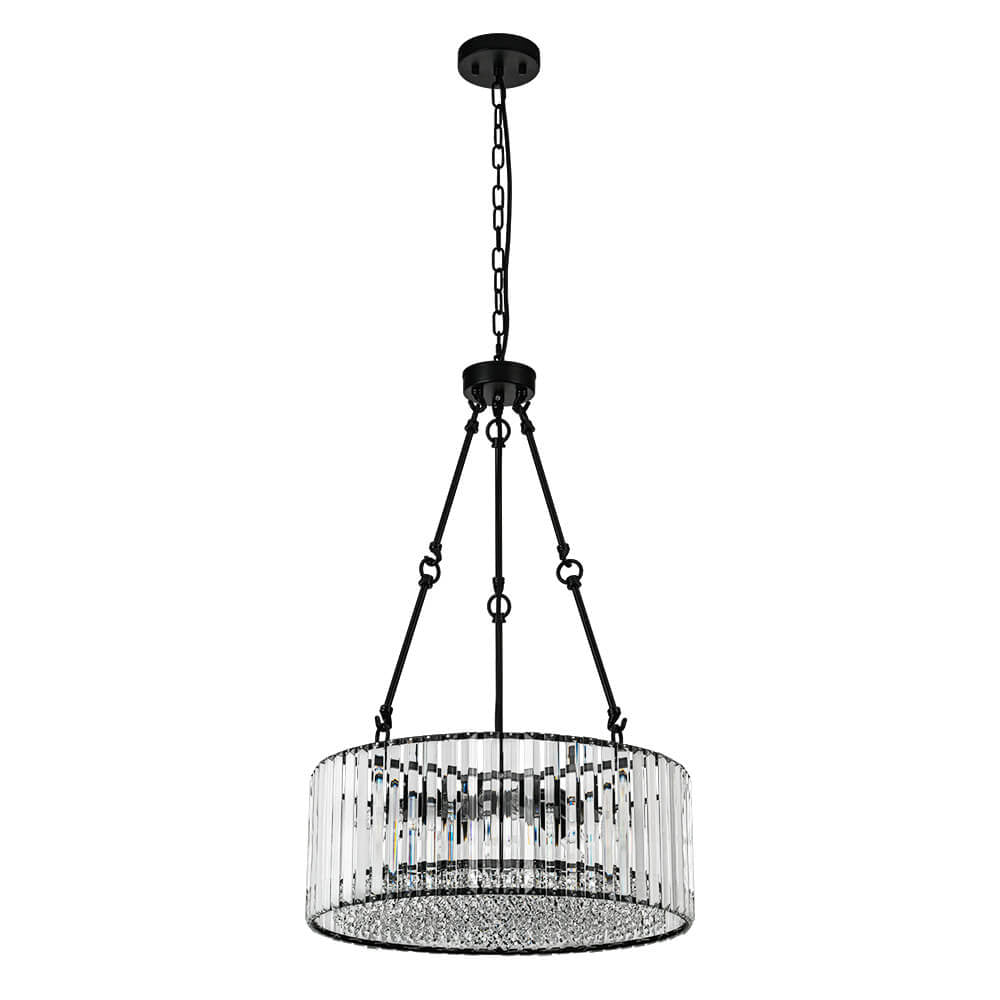 LightfixturesUAE-5-Light Bauhaus Crystal Drum Chandelier with Adjustable Chains-Chandeliers-Black-