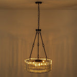 LightfixturesUAE-5-Light Bauhaus Crystal Drum Chandelier with Adjustable Chains-Chandeliers-Black-