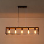 LightfixturesUAE-5-Light Farmhouse Black Classic Linear Rectangular Iron Frame Chandelier-Chandeliers-Black-