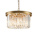 LightfixturesUAE-5-Light Mid-Century Modern Crystal Drum Chandelier-Chandeliers-Gold-