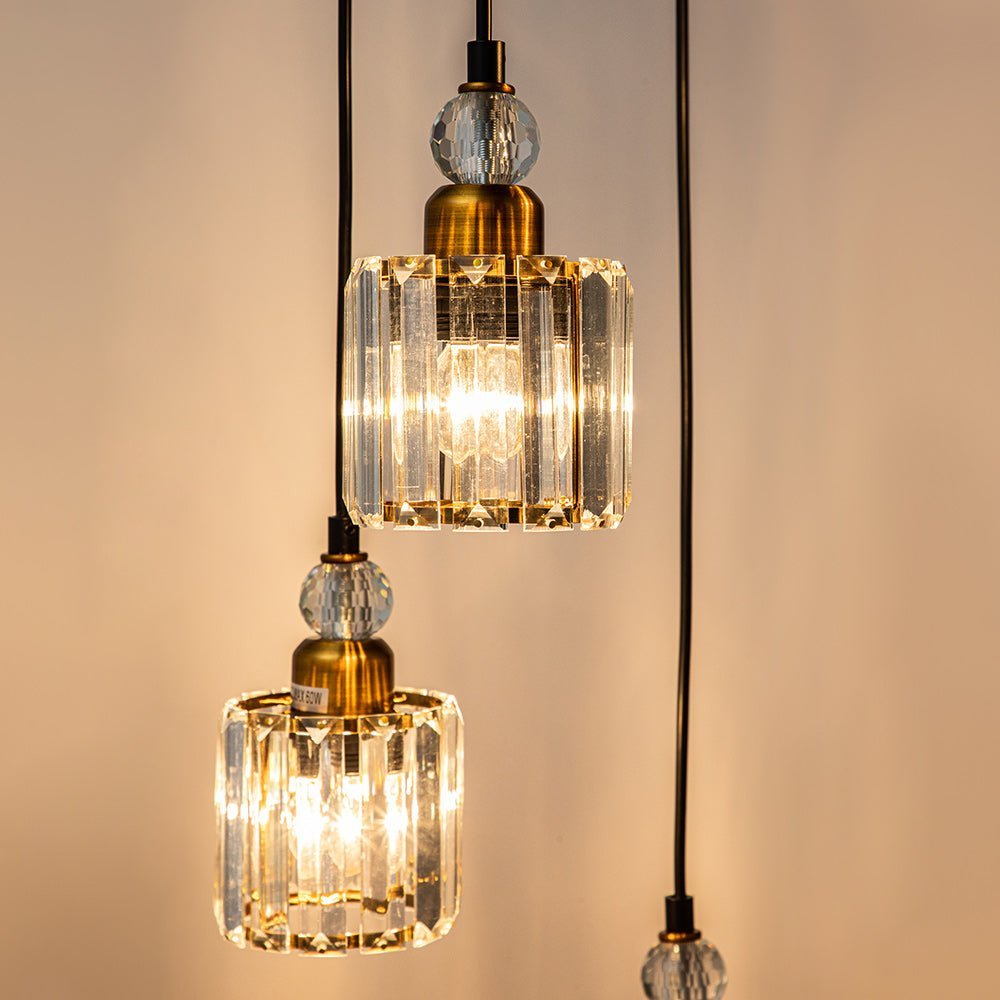 LightfixturesUAE-5-Light Modern Crystal Cluster Pendant Lighting-Chandeliers - 