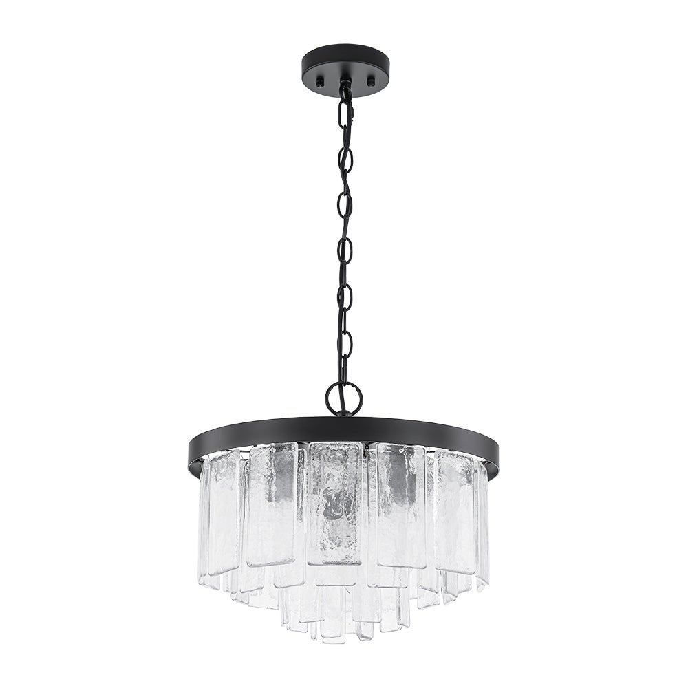 LightfixturesUAE-5-Light Modern Ice-Patterned Rectangular Glass Round Convertible Design Chandelier-Chandeliers-Nickel-