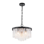 LightfixturesUAE-5-Light Modern Ice-Patterned Rectangular Glass Round Convertible Design Chandelier-Chandeliers-Nickel-