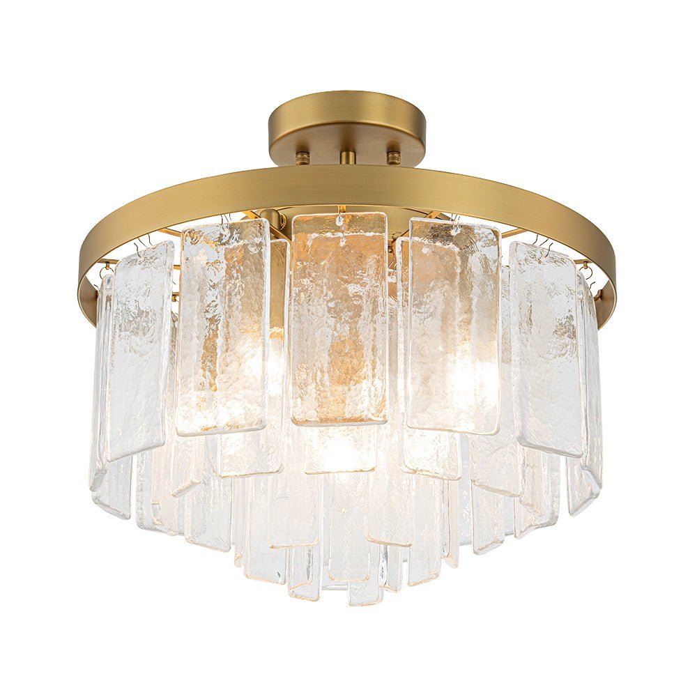 LightfixturesUAE-5-Light Modern Ice-Patterned Rectangular Glass Round Convertible Design Chandelier-Chandeliers-Nickel-