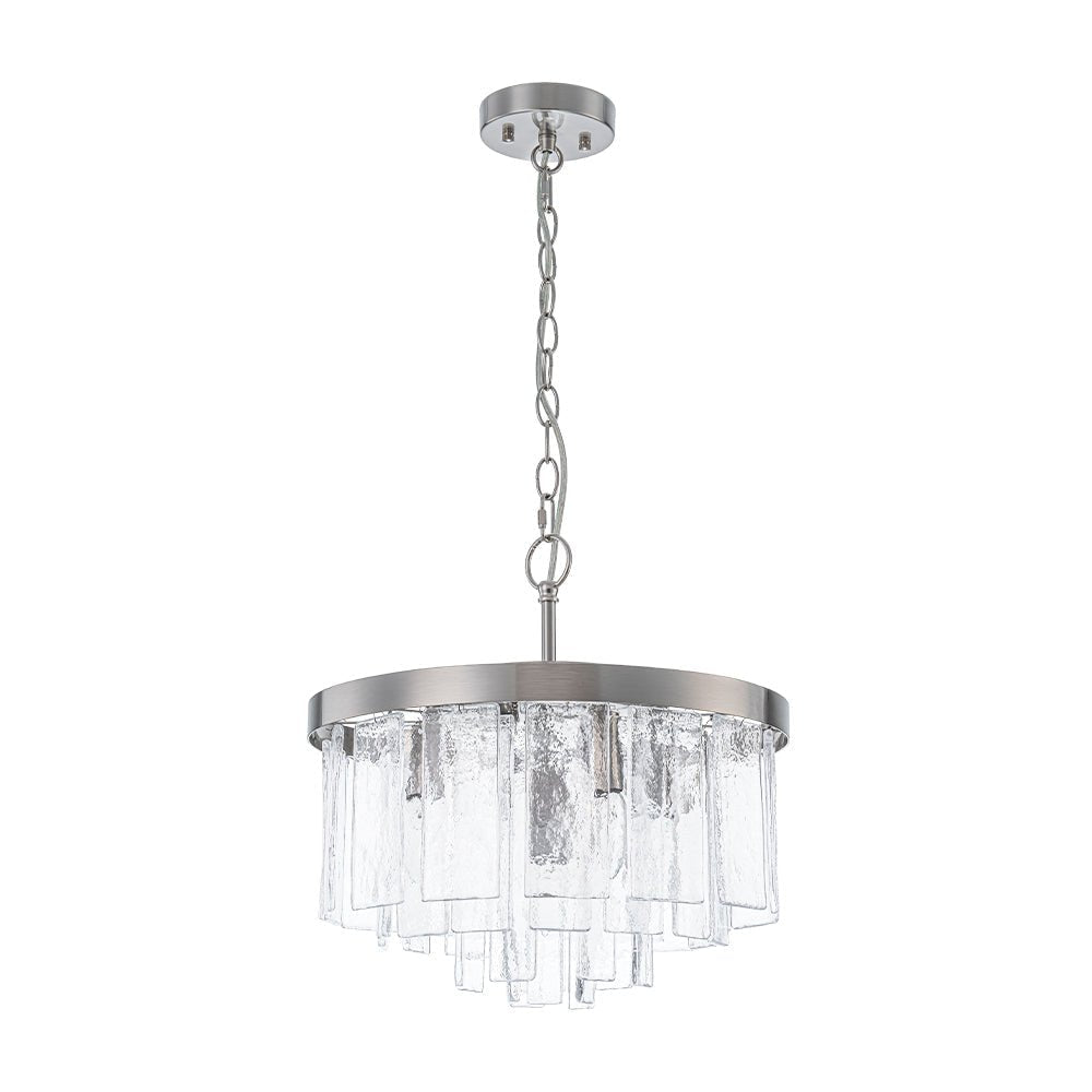 LightfixturesUAE-5-Light Modern Ice-Patterned Rectangular Glass Round Convertible Design Chandelier-Chandeliers-Nickel-