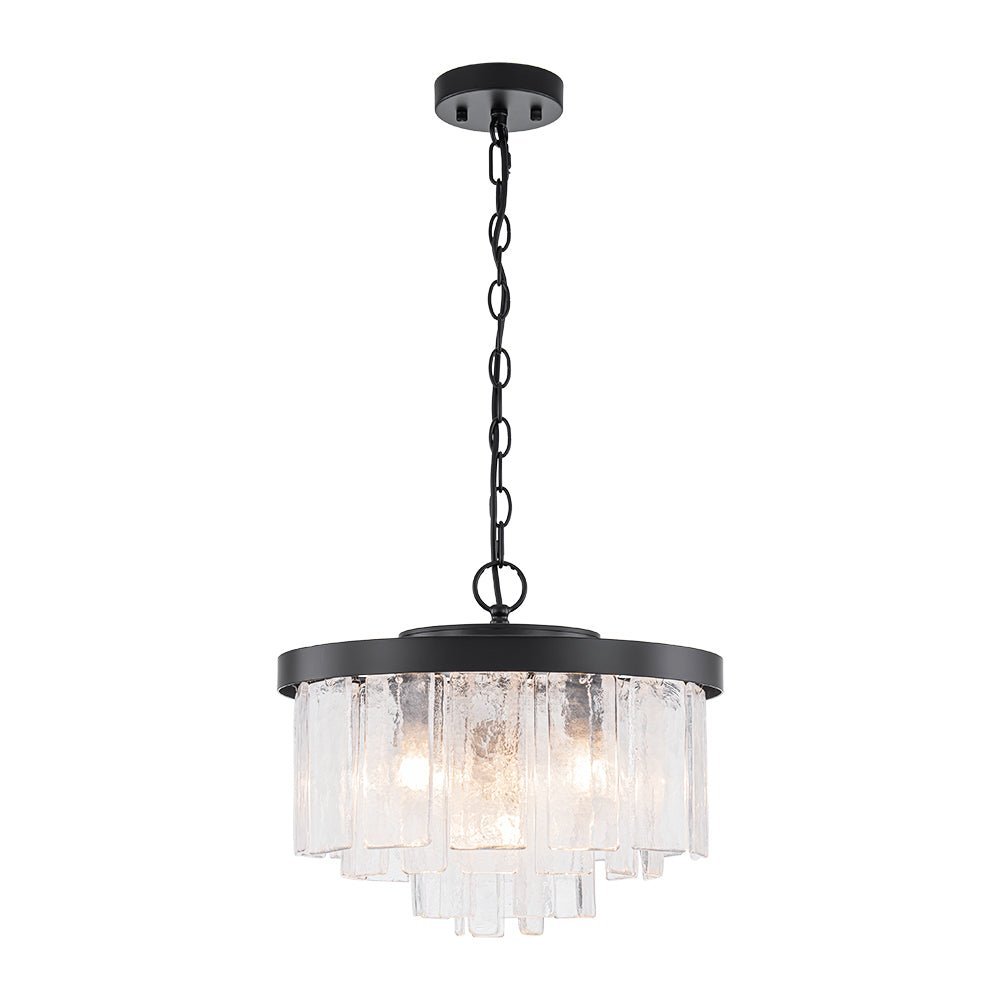 LightfixturesUAE-5-Light Modern Ice-Patterned Rectangular Glass Round Convertible Design Chandelier-Chandeliers-Nickel-