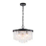 LightfixturesUAE-5-Light Modern Ice-Patterned Rectangular Glass Round Convertible Design Chandelier-Chandeliers-Nickel-