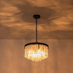 LightfixturesUAE-5-Light Modern Ice-Patterned Rectangular Glass Round Convertible Design Chandelier-Chandeliers-Nickel-