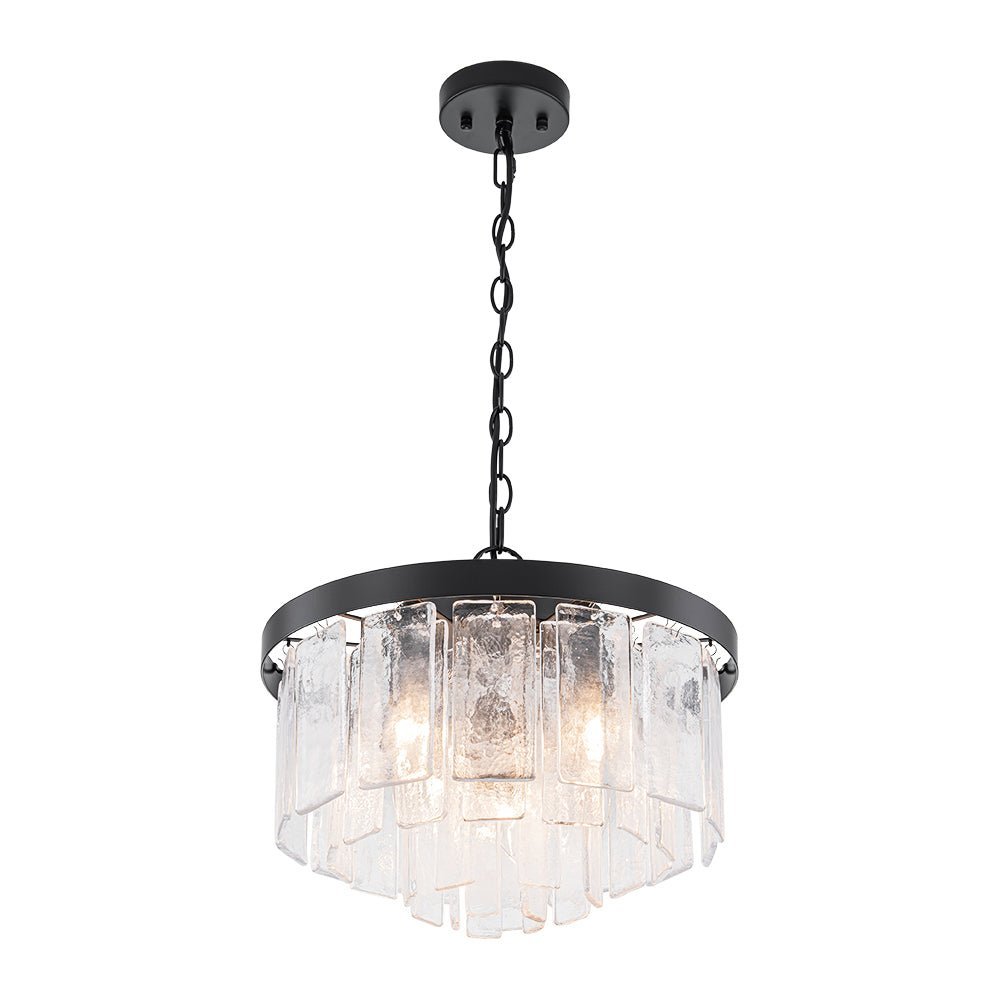 LightfixturesUAE-5-Light Modern Ice-Patterned Rectangular Glass Round Convertible Design Chandelier-Chandeliers-Nickel-