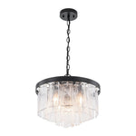 LightfixturesUAE-5-Light Modern Ice-Patterned Rectangular Glass Round Convertible Design Chandelier-Chandeliers-Nickel-