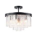 LightfixturesUAE-5-Light Modern Ice-Patterned Rectangular Glass Round Convertible Design Chandelier-Chandeliers-Nickel-