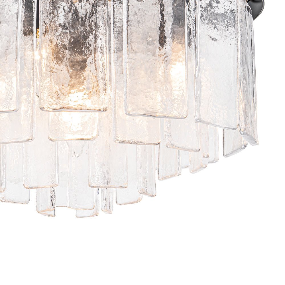LightfixturesUAE-5-Light Modern Ice-Patterned Rectangular Glass Round Convertible Design Chandelier-Chandeliers-Nickel-