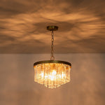 LightfixturesUAE-5-Light Modern Ice-Patterned Rectangular Glass Round Convertible Design Chandelier-Chandeliers-Nickel-