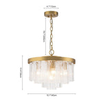 LightfixturesUAE-5-Light Modern Ice-Patterned Rectangular Glass Round Convertible Design Chandelier-Chandeliers-Nickel-