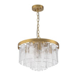 LightfixturesUAE-5-Light Modern Ice-Patterned Rectangular Glass Round Convertible Design Chandelier-Chandeliers-Nickel-
