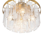 LightfixturesUAE-5-Light Modern Ice-Patterned Rectangular Glass Round Convertible Design Chandelier-Chandeliers-Nickel-