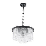 LightfixturesUAE-5-Light Modern Ice-Patterned Rectangular Glass Round Convertible Design Chandelier-Chandeliers-Nickel-
