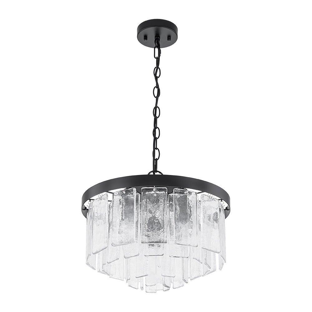 LightfixturesUAE-5-Light Modern Ice-Patterned Rectangular Glass Round Convertible Design Chandelier-Chandeliers-Nickel-