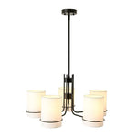 LightfixturesUAE-5-Light Scandinavian Cylindrical Fabric Metal Chandelier-Chandeliers-Black-