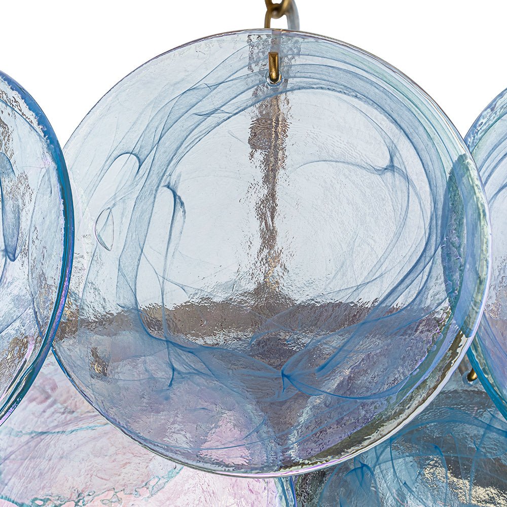 LightfixturesUAE-5-Light Whimsical Modern Art Blue Cloud Glass Tiered Chandelier-Chandeliers-Brass-
