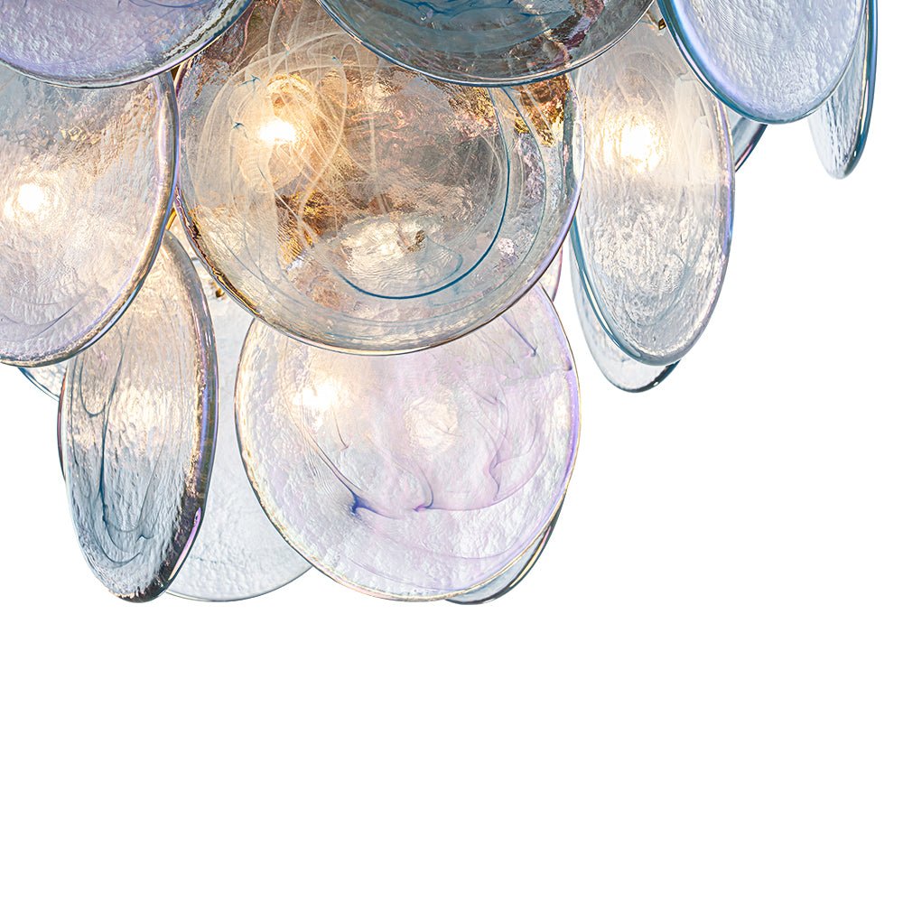 LightfixturesUAE-5-Light Whimsical Modern Art Blue Cloud Glass Tiered Chandelier-Chandeliers-Brass-