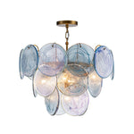 LightfixturesUAE-5-Light Whimsical Modern Art Blue Cloud Glass Tiered Chandelier-Chandeliers-Brass-