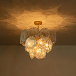 LightfixturesUAE-5-Light Whimsical Modern Art Blue Cloud Glass Tiered Chandelier-Chandeliers-Brass-