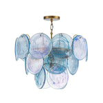 LightfixturesUAE-5-Light Whimsical Modern Art Blue Cloud Glass Tiered Chandelier-Chandeliers-Brass-