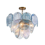LightfixturesUAE-5-Light Whimsical Modern Art Blue Cloud Glass Tiered Chandelier-Chandeliers-Brass-