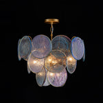 LightfixturesUAE-5-Light Whimsical Modern Art Blue Cloud Glass Tiered Chandelier-Chandeliers-Brass-