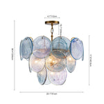 LightfixturesUAE-5-Light Whimsical Modern Art Blue Cloud Glass Tiered Chandelier-Chandeliers-Brass-