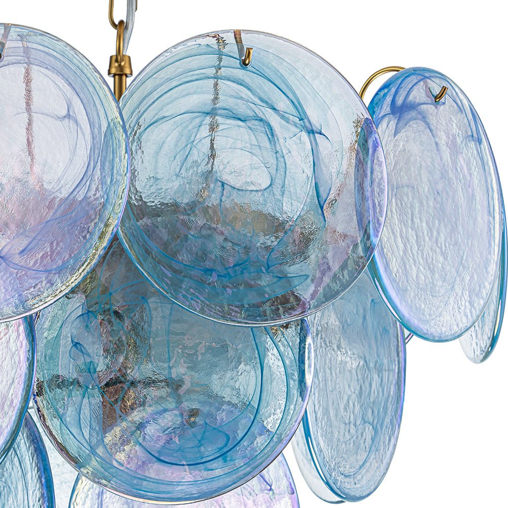 LightfixturesUAE-5-Light Whimsical Modern Art Blue Cloud Glass Tiered Chandelier-Chandeliers-Brass-