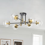LightfixturesUAE-6-Lght Modern Bubble Glass Globe Iron Sputnik Ceiling Light-Ceiling Lights-Clear-