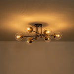 LightfixturesUAE-6-Lght Modern Bubble Glass Globe Iron Sputnik Ceiling Light-Ceiling Lights-Clear-