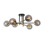 LightfixturesUAE-6-Lght Modern Bubble Glass Globe Iron Sputnik Ceiling Light-Ceiling Lights-Gray-