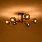LightfixturesUAE-6-Lght Modern Bubble Glass Globe Iron Sputnik Ceiling Light-Ceiling Lights-Gray-