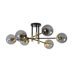 LightfixturesUAE-6-Lght Modern Bubble Glass Globe Iron Sputnik Ceiling Light-Ceiling Lights-Gray-