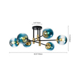 LightfixturesUAE-6-Lght Modern Bubble Glass Globe Iron Sputnik Ceiling Light-Ceiling Lights-Gray-