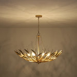 LightfixturesUAE-6-Light Art Deco Branch-Style Flower Basket Iron Chandelier-Chandeliers-Gold-