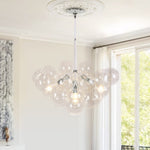 LightfixturesUAE-6-Light Contemporary Clear Glass Bubble Cloud Cluster Chandelier-Chandeliers-White-